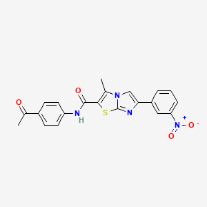 molecular formula C21H16N4O4S B3288491 N-(4-acetylphenyl)-3-methyl-6-(3-nitrophenyl)imidazo[2,1-b][1,3]thiazole-2-carboxamide CAS No. 852135-88-7