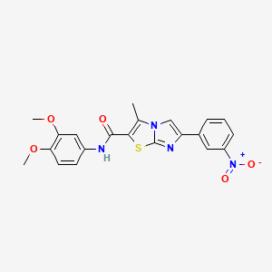 molecular formula C21H18N4O5S B3288497 N-(3,4-dimethoxyphenyl)-3-methyl-6-(3-nitrophenyl)imidazo[2,1-b][1,3]thiazole-2-carboxamide CAS No. 852135-92-3