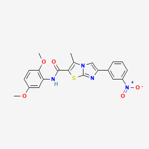 molecular formula C21H18N4O5S B3288501 N-(2,5-dimethoxyphenyl)-3-methyl-6-(3-nitrophenyl)imidazo[2,1-b][1,3]thiazole-2-carboxamide CAS No. 852135-94-5