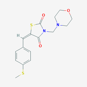 molecular formula C16H18N2O3S2 B328855 5-[4-(Methylsulfanyl)benzylidene]-3-(4-morpholinylmethyl)-1,3-thiazolidine-2,4-dione 