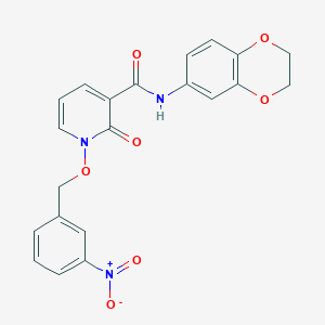 molecular formula C21H17N3O7 B3288558 N-(2,3-dihydro-1,4-benzodioxin-6-yl)-1-[(3-nitrophenyl)methoxy]-2-oxo-1,2-dihydropyridine-3-carboxamide CAS No. 852365-24-3