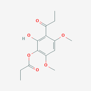 molecular formula C14H18O6 B032886 1-[2-Hydroxy-4,6-dimethoxy-3-(1-oxopropoxy)phenyl]-1-propanone CAS No. 94190-88-2