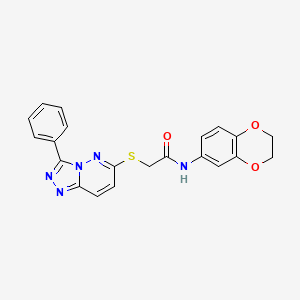 molecular formula C21H17N5O3S B3288675 N-(2,3-dihydro-1,4-benzodioxin-6-yl)-2-({3-phenyl-[1,2,4]triazolo[4,3-b]pyridazin-6-yl}sulfanyl)acetamide CAS No. 852372-59-9