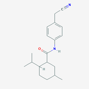 molecular formula C19H26N2O B3288693 Cyclohexanecarboxamide, N-[4-(cyanomethyl)phenyl]-5-methyl-2-(1-methylethyl)- CAS No. 852379-28-3