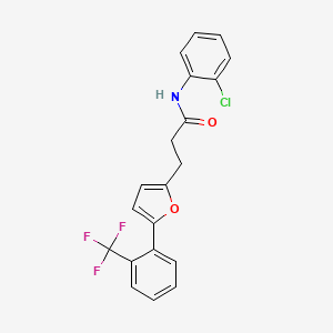 molecular formula C20H15ClF3NO2 B3288839 N-(2-chlorophenyl)-3-[5-[2-(trifluoromethyl)phenyl]-2-furyl]propanamide CAS No. 853333-22-9