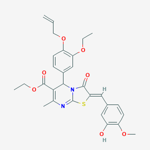 molecular formula C29H30N2O7S B328896 ETHYL (2Z)-5-[3-ETHOXY-4-(PROP-2-EN-1-YLOXY)PHENYL]-2-[(3-HYDROXY-4-METHOXYPHENYL)METHYLIDENE]-7-METHYL-3-OXO-2H,3H,5H-[1,3]THIAZOLO[3,2-A]PYRIMIDINE-6-CARBOXYLATE 
