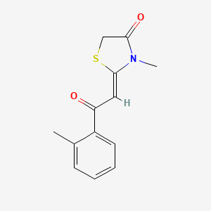 molecular formula C13H13NO2S B3289133 3-methyl-2-[2-(2-methylphenyl)-2-oxoethylidene]-1,3-thiazolidin-4-one 