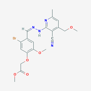 molecular formula C20H21BrN4O5 B328928 methyl (5-bromo-4-{2-[3-cyano-4-(methoxymethyl)-6-methyl-2-pyridinyl]carbohydrazonoyl}-2-methoxyphenoxy)acetate 