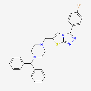 molecular formula C28H26BrN5S B3290051 6-((4-Benzhydrylpiperazin-1-yl)methyl)-3-(4-bromophenyl)thiazolo[2,3-c][1,2,4]triazole CAS No. 862808-05-7