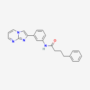 molecular formula C22H20N4O B3290058 N-(3-imidazo[1,2-a]pyrimidin-2-ylphenyl)-4-phenylbutanamide CAS No. 862810-08-0