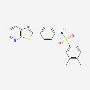 molecular formula C20H17N3O2S2 B3290255 3,4-dimethyl-N-(4-{[1,3]thiazolo[5,4-b]pyridin-2-yl}phenyl)benzene-1-sulfonamide CAS No. 863594-72-3