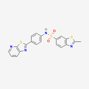 molecular formula C20H14N4O2S3 B3290262 2-methyl-N-(4-{[1,3]thiazolo[5,4-b]pyridin-2-yl}phenyl)-1,3-benzothiazole-6-sulfonamide CAS No. 863594-73-4