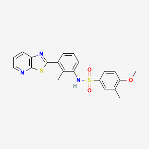 molecular formula C21H19N3O3S2 B3290271 4-methoxy-3-methyl-N-(2-methyl-3-{[1,3]thiazolo[5,4-b]pyridin-2-yl}phenyl)benzene-1-sulfonamide CAS No. 863595-06-6