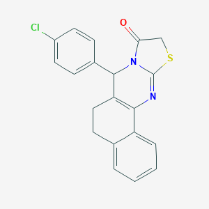 molecular formula C20H15ClN2OS B329028 7-(4-chlorophenyl)-5,7-dihydro-6H-benzo[h][1,3]thiazolo[2,3-b]quinazolin-9(10H)-one 