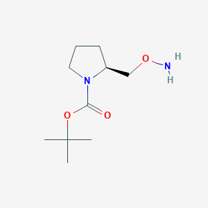 molecular formula C10H20N2O3 B3290352 tert-butyl (S)-2-((aminooxy)methyl)pyrrolidine-1-carboxylate CAS No. 863991-04-2