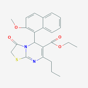molecular formula C23H24N2O4S B329051 ETHYL 5-(2-METHOXYNAPHTHALEN-1-YL)-3-OXO-7-PROPYL-2H,3H,5H-[1,3]THIAZOLO[3,2-A]PYRIMIDINE-6-CARBOXYLATE 
