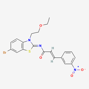 molecular formula C20H18BrN3O4S B3290511 (2E)-N-[(2Z)-6-bromo-3-(2-ethoxyethyl)-2,3-dihydro-1,3-benzothiazol-2-ylidene]-3-(3-nitrophenyl)prop-2-enamide CAS No. 865162-70-5