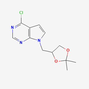 molecular formula C12H14ClN3O2 B3290656 4-Chloro-7-((2,2-dimethyl-1,3-dioxolan-4-yl)methyl)-7H-pyrrolo[2,3-d]pyrimidine CAS No. 86634-66-4