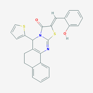 molecular formula C25H18N2O2S2 B329083 (14Z)-14-[(2-hydroxyphenyl)methylidene]-11-thiophen-2-yl-15-thia-12,17-diazatetracyclo[8.7.0.02,7.012,16]heptadeca-1(10),2,4,6,16-pentaen-13-one 