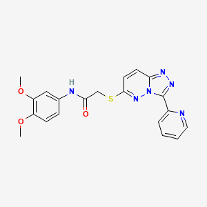molecular formula C20H18N6O3S B3290926 N-(3,4-dimethoxyphenyl)-2-{[3-(pyridin-2-yl)-[1,2,4]triazolo[4,3-b]pyridazin-6-yl]sulfanyl}acetamide CAS No. 868967-60-6