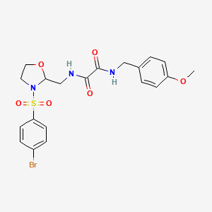 molecular formula C20H22BrN3O6S B3290945 N-{[3-(4-bromobenzenesulfonyl)-1,3-oxazolidin-2-yl]methyl}-N'-[(4-methoxyphenyl)methyl]ethanediamide CAS No. 868980-97-6