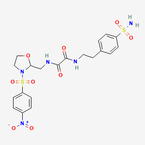 molecular formula C20H23N5O9S2 B3290951 N1-((3-((4-nitrophenyl)sulfonyl)oxazolidin-2-yl)methyl)-N2-(4-sulfamoylphenethyl)oxalamide CAS No. 868982-08-5
