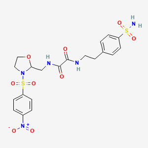 N1-((3-((4-nitrophenyl)sulfonyl)oxazolidin-2-yl)methyl)-N2-(4-sulfamoylphenethyl)oxalamide