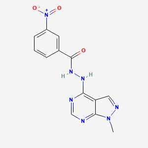 molecular formula C13H11N7O3 B3290986 N'-{1-methyl-1H-pyrazolo[3,4-d]pyrimidin-4-yl}-3-nitrobenzohydrazide CAS No. 869073-26-7