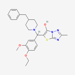 molecular formula C27H32N4O3S B3291033 5-((4-Benzylpiperidin-1-yl)(4-ethoxy-3-methoxyphenyl)methyl)-2-methylthiazolo[3,2-b][1,2,4]triazol-6-ol CAS No. 869343-24-8
