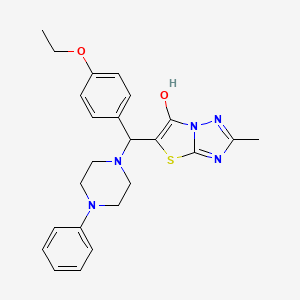 molecular formula C24H27N5O2S B3291037 5-((4-Ethoxyphenyl)(4-phenylpiperazin-1-yl)methyl)-2-methylthiazolo[3,2-b][1,2,4]triazol-6-ol CAS No. 869343-59-9