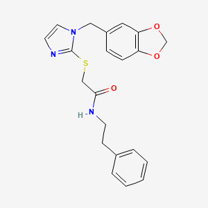 2-((1-(benzo[d][1,3]dioxol-5-ylmethyl)-1H-imidazol-2-yl)thio)-N-phenethylacetamide