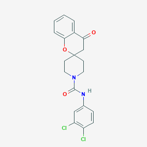 molecular formula C20H18Cl2N2O3 B3291078 Spiro[2H-1-benzopyran-2,4'-piperidine]-1'-carboxamide, N-(3,4-dichlorophenyl)-3,4-dihydro-4-oxo- CAS No. 869464-93-7