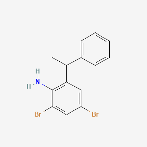 molecular formula C14H13Br2N B3291091 2,4-Dibromo-6-(1-phenylethyl)aniline CAS No. 869497-59-6