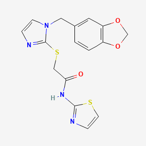 2-[1-(1,3-benzodioxol-5-ylmethyl)imidazol-2-yl]sulfanyl-N-(1,3-thiazol-2-yl)acetamide