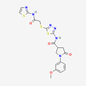 1-(3-methoxyphenyl)-5-oxo-N-(5-((2-oxo-2-(thiazol-2-ylamino)ethyl)thio)-1,3,4-thiadiazol-2-yl)pyrrolidine-3-carboxamide