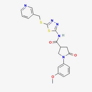 molecular formula C20H19N5O3S2 B3291423 1-(3-methoxyphenyl)-5-oxo-N-(5-{[(pyridin-3-yl)methyl]sulfanyl}-1,3,4-thiadiazol-2-yl)pyrrolidine-3-carboxamide CAS No. 872595-33-0