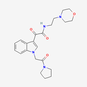 molecular formula C22H28N4O4 B3291470 N-[2-(morpholin-4-yl)ethyl]-2-oxo-2-{1-[2-oxo-2-(pyrrolidin-1-yl)ethyl]-1H-indol-3-yl}acetamide CAS No. 872848-97-0