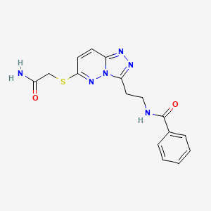 molecular formula C16H16N6O2S B3291547 N-(2-{6-[(carbamoylmethyl)sulfanyl]-[1,2,4]triazolo[4,3-b]pyridazin-3-yl}ethyl)benzamide CAS No. 872988-32-4