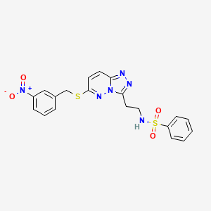 molecular formula C20H18N6O4S2 B3291554 N-[2-(6-{[(3-NITROPHENYL)METHYL]SULFANYL}-[1,2,4]TRIAZOLO[4,3-B]PYRIDAZIN-3-YL)ETHYL]BENZENESULFONAMIDE CAS No. 872997-11-0