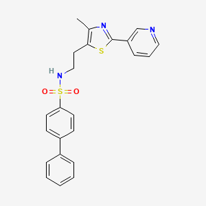 molecular formula C23H21N3O2S2 B3291579 N-{2-[4-methyl-2-(pyridin-3-yl)-1,3-thiazol-5-yl]ethyl}-[1,1'-biphenyl]-4-sulfonamide CAS No. 873010-03-8