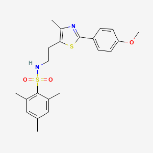 molecular formula C22H26N2O3S2 B3291597 N-{2-[2-(4-methoxyphenyl)-4-methyl-1,3-thiazol-5-yl]ethyl}-2,4,6-trimethylbenzene-1-sulfonamide CAS No. 873010-14-1