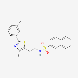 molecular formula C23H22N2O2S2 B3291655 N-{2-[4-methyl-2-(3-methylphenyl)-1,3-thiazol-5-yl]ethyl}naphthalene-2-sulfonamide CAS No. 873010-37-8
