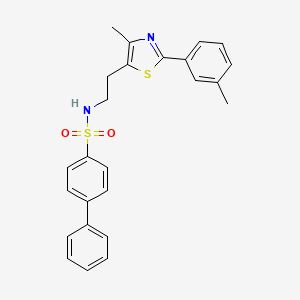 molecular formula C25H24N2O2S2 B3291661 N-{2-[4-methyl-2-(3-methylphenyl)-1,3-thiazol-5-yl]ethyl}-[1,1'-biphenyl]-4-sulfonamide CAS No. 873010-40-3