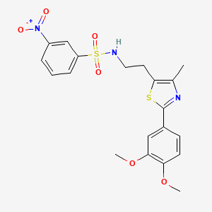 molecular formula C20H21N3O6S2 B3291672 N-{2-[2-(3,4-dimethoxyphenyl)-4-methyl-1,3-thiazol-5-yl]ethyl}-3-nitrobenzene-1-sulfonamide CAS No. 873010-48-1