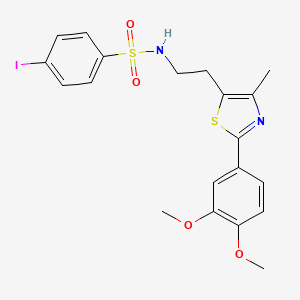 molecular formula C20H21IN2O4S2 B3291675 N-{2-[2-(3,4-dimethoxyphenyl)-4-methyl-1,3-thiazol-5-yl]ethyl}-4-iodobenzene-1-sulfonamide CAS No. 873010-49-2