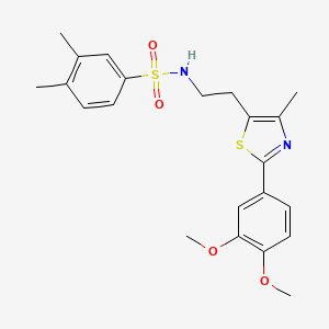 molecular formula C22H26N2O4S2 B3291678 N-{2-[2-(3,4-dimethoxyphenyl)-4-methyl-1,3-thiazol-5-yl]ethyl}-3,4-dimethylbenzene-1-sulfonamide CAS No. 873010-50-5