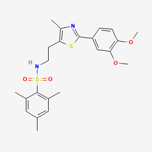 molecular formula C23H28N2O4S2 B3291690 N-{2-[2-(3,4-dimethoxyphenyl)-4-methyl-1,3-thiazol-5-yl]ethyl}-2,4,6-trimethylbenzene-1-sulfonamide CAS No. 873010-55-0