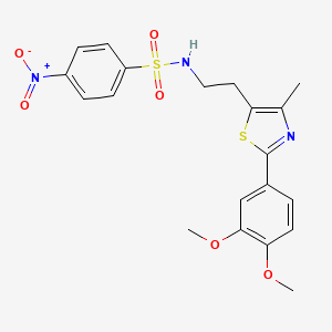 molecular formula C20H21N3O6S2 B3291695 N-{2-[2-(3,4-dimethoxyphenyl)-4-methyl-1,3-thiazol-5-yl]ethyl}-4-nitrobenzene-1-sulfonamide CAS No. 873010-57-2