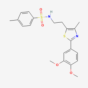 molecular formula C21H24N2O4S2 B3291700 N-{2-[2-(3,4-dimethoxyphenyl)-4-methyl-1,3-thiazol-5-yl]ethyl}-4-methylbenzene-1-sulfonamide CAS No. 873010-61-8