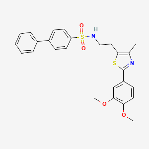 molecular formula C26H26N2O4S2 B3291705 N-{2-[2-(3,4-dimethoxyphenyl)-4-methyl-1,3-thiazol-5-yl]ethyl}-[1,1'-biphenyl]-4-sulfonamide CAS No. 873010-62-9